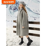 女童高端双面羊绒大衣2023冬季洋气加厚保暖中大童羊毛呢外套