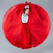 720度大摆古典舞演出服雪纺半身裙大红色新疆舞蹈裙广场舞裙长裙
