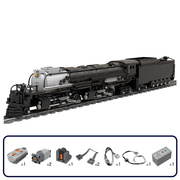 BuildMOC拼装积木玩具联合太平洋铁路4014大男孩蒸汽火车机车轨道