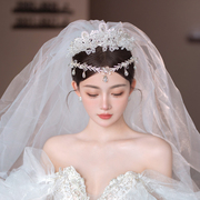 新娘头饰水钻唯美叠戴气质额饰，婚纱礼服王冠结婚韩式造型发饰