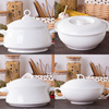 家用双耳大碗个性纯白色，大号骨瓷汤锅带盖汤盆汤碗宫廷煲陶瓷品锅