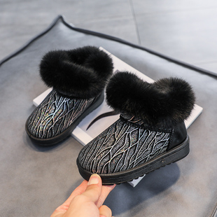 冬季女童长毛款雪地靴，加厚女孩防滑保暖短靴宝宝棉鞋中大童鞋