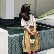 女宝t恤半裙22秋日系洋气，中大儿童套装工装半身灯笼裙亲子