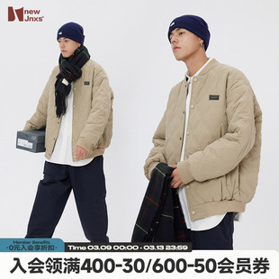 jnxs江南先生日系菱格冬季外套，男士棉衣潮牌棒球服情侣装工装棉服