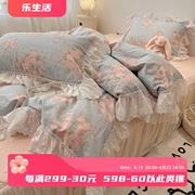 仙女款荷叶边纯棉，四件套公主风少女全棉，被套床裙款1.5m1.8米床品