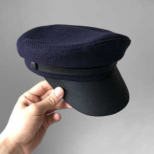 秋冬鸭舌帽男帅气时尚有型海军风 女帽ins适合小头瓜子脸型海军帽