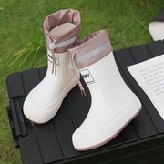 2024冬季雨鞋女款加绒保暖水鞋时尚外穿防滑防水中筒雨靴成人