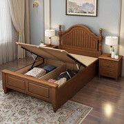 实米床1.2木美式白色橡木单代z床现人简约轻奢1.5双人床欧式家具