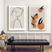 抽象艺术客厅奶油风装饰画线条，人物餐厅组合壁画，现代简约卧室挂画