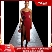 越南设计师Lassy 2023吊带修身高开叉纸醉金迷系列镶钻连衣裙