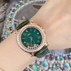韩版时来运转皮带手表女复古绿ins罗马快乐镶钻高级气质轻奢