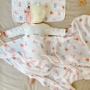 新生儿包巾抱被产房，包单夏婴儿纱布巾浴巾，双层纱竹棉襁褓包巾盖毯