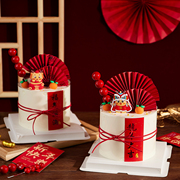 新年蛋糕装饰龙宝宝摆件糖葫芦新春贴纸红色扇子插件甜品跨年插牌