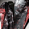 双面黑红立体提花肌理小浮雕布料高档连衣裙旗袍汉服装设计师面料