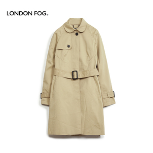 伦敦雾风衣女士春夏修身翻领插肩袖休闲纯色英伦时尚长款外套