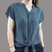 韩国薄款雪纺衬衫女短袖t恤夏季2024设计感小众衬衣遮肚上衣