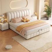 床简约现代科技布艺双人床，轻奢1x.5米1.8米榻榻米，卧室储物软包婚