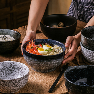 日式家用陶瓷单碗宿舍学生面碗大号高脚米线泡面拉面螺蛳粉米饭碗