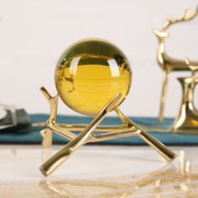 全铜黄白水晶球摆件轻奢时尚客厅玄关酒柜电视柜办公桌书柜工艺品