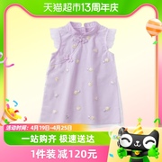 女童旗袍连衣裙夏装儿童中国风，汉服周岁宝宝礼服，公主裙夏季小童装
