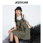 2折特卖款，jessyline杰茜莱短袖针织衫，印花吊带裙两件套装连衣裙