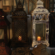 定制孤品大集合-美式乡村风格铁艺木质复古玻璃风灯烛台灯笼装饰