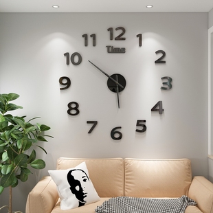 亚克力3d立体墙贴钟表挂钟ins风日式创意立体数字免打孔现代墙贴