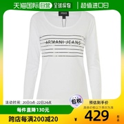 香港直发emporioarmani阿玛尼女士，白色圆领长袖t恤3y5t47jabz