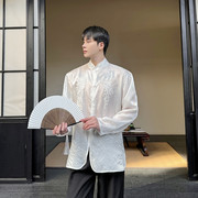 夏季高级感欧根纱刺绣衬衫男长袖，设计感新中式，禅意透视防晒衬衣潮
