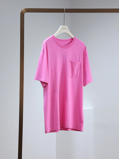 贸易公司亲妈订单货~~巨显白粉色(白粉色)短袖，t恤梵文印花口袋男女同款