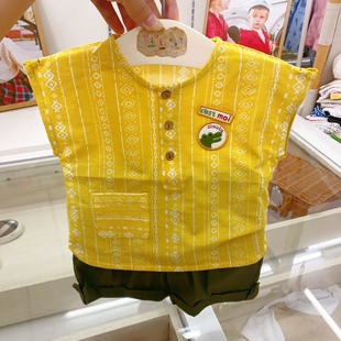 韩国专g童装 23夏男女宝儿童洋气清凉舒适无袖套装休闲套装
