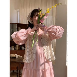 罐头士多所 裙子女2024春季草莓粉色设计感小众中长款连衣裙