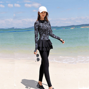 保守速干分体裙式全身长袖长裤泰国海边沙滩防晒男女运动游泳衣服