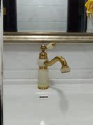 金色冷热水龙头全铜欧式玉石大理石面盆洗脸台洗手盆浴室柜卫生间