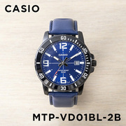 卡西欧手表CASIO MTP-VD01BL-2B 兰色皮带兰盘防水商务夜光石英表