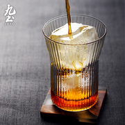 日式玻璃杯子女喝水杯家用玻璃杯透明创意咖啡酒杯，果汁饮料泡茶杯