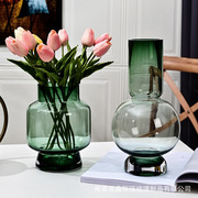 北欧透明高肚原色玻璃花瓶水培水养插花客厅餐桌家居装饰花盆摆件