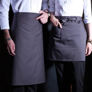 灰色厨师围裙男半身工作服厨房餐饮专用J定制服务员围腰女短款秋