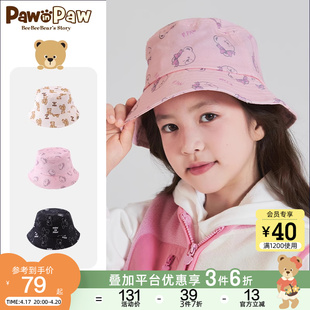 pawinpaw卡通小熊童装秋冬男女童，帽子可爱时尚，儿童防晒渔夫帽