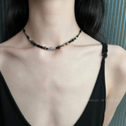 Yangui「墨 续」原创纯银925天珠黑曜石项链小众设计情侣锁骨链女