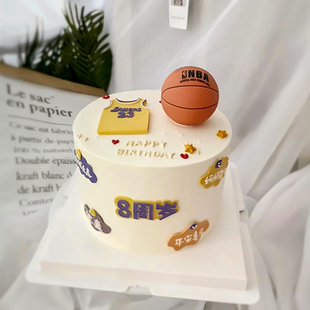 创意篮球主题简约烘焙蛋糕装饰摆件插件斯伯丁篮球男孩生日甜品台
