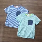 儿童夏季短袖t恤110-170男童，中大童条纹，圆领百搭休闲上衣