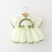0-3岁宝宝汉服夏装女童国风短袖，连衣裙2婴儿，衣服公主周岁礼服裙子