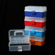 工具箱三层折叠手提半透明实色大号小号粉美术美甲咕卡套装收纳盒
