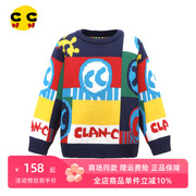clanc韩版潮牌冬季男童时尚卡通图案保暖针织衫长袖毛衣