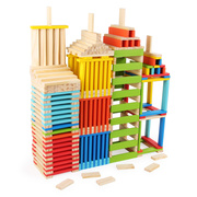 木制100 200 300片彩色立体建筑棒diy拼搭积木松木条儿童益智玩具