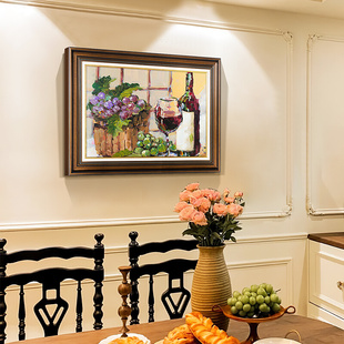 复古装饰画法式轻奢墙画餐厅挂画葡萄水果美酒美式欧式饭厅壁画