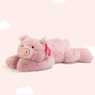 高端粉色小猪抱枕女生，睡觉枕头可爱布娃娃，玩偶超萌猪毛绒玩具女孩