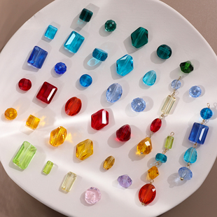 摩洛哥彩色玻璃水晶宝石，串珠diy手工发簪饰品，耳环项链配件材料包