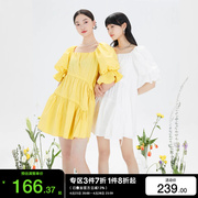 t区绫致Vero Moda2024春夏甜美公主气质泡泡袖宽松连衣裙